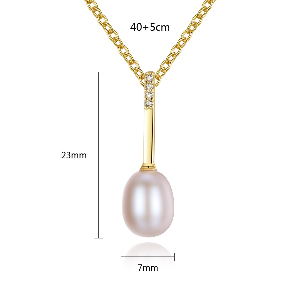 925 Sterling Silver Natural Pearl Drop Necklace Fashion Jewelry Gift for Women Girls