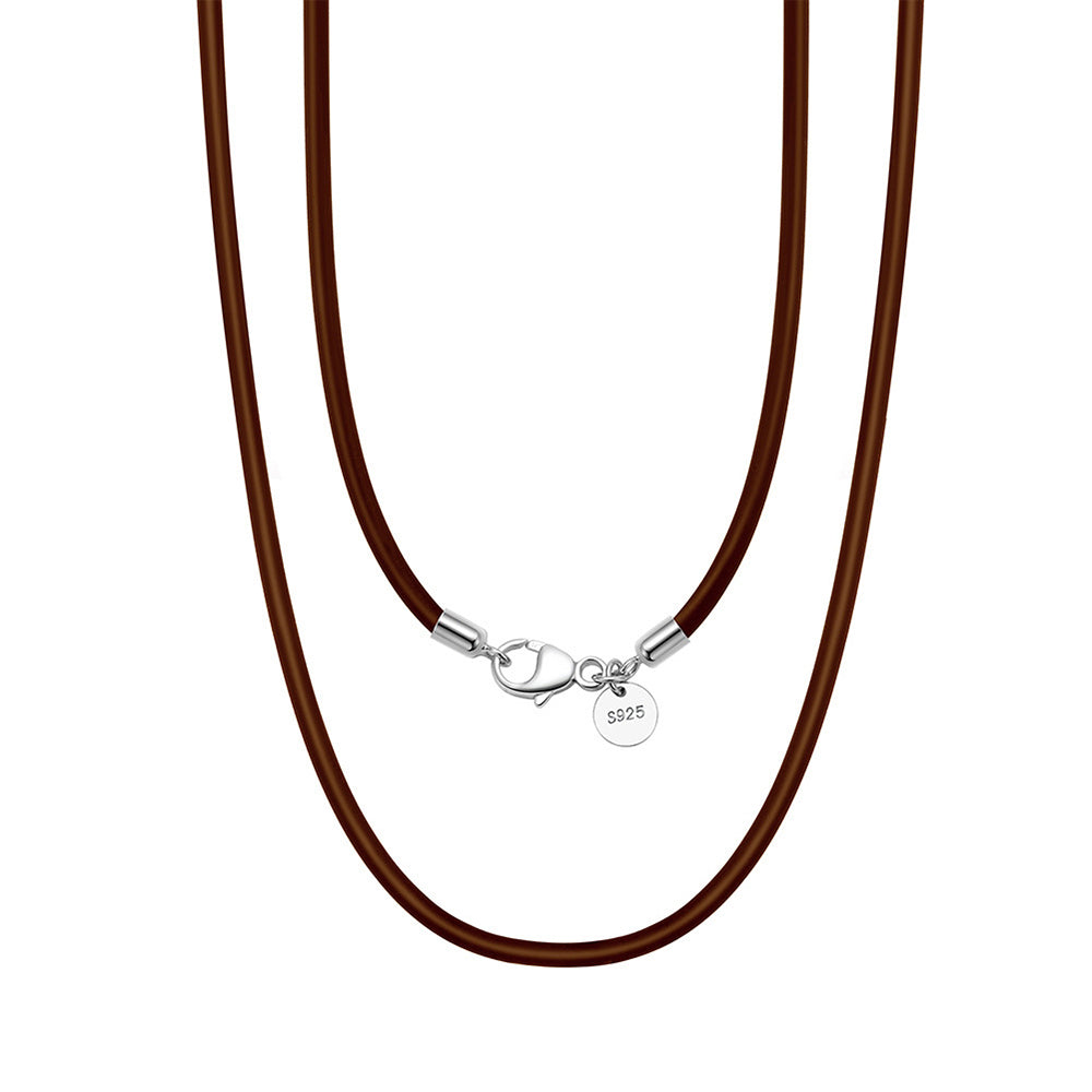 925 Sterling Silver 2.0mm 3.0mm Leather Pendant Chain