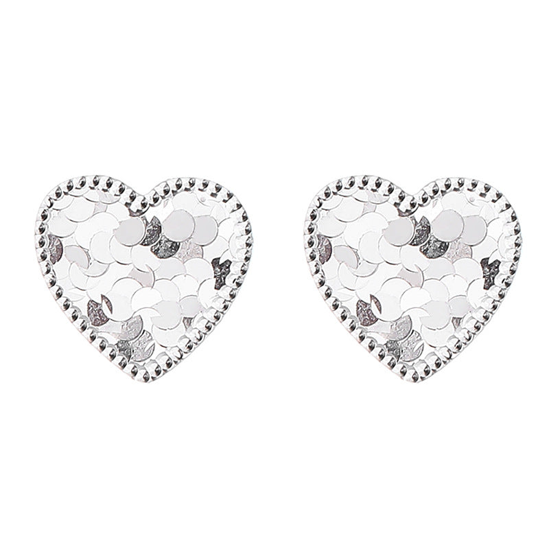 925 Sterling Silver Heart Screw Back Stud Earrings