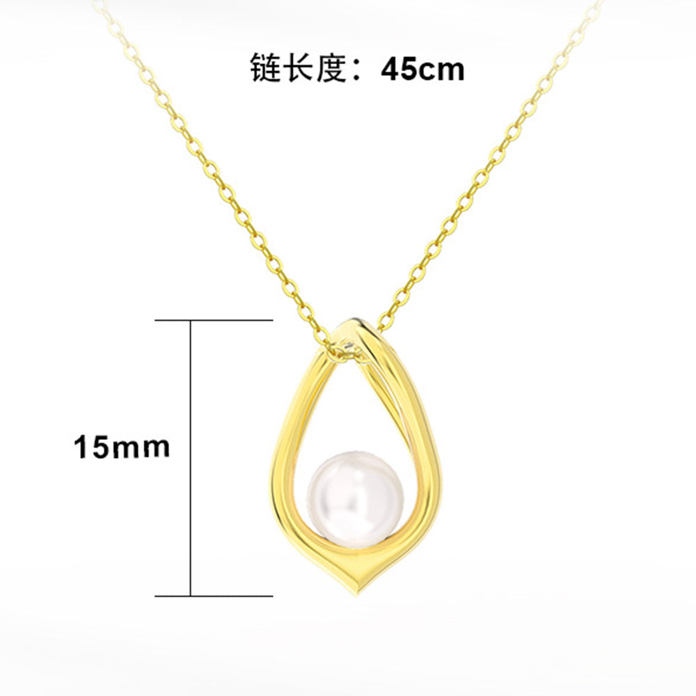 925 Sterling Silver Natural Pearl Necklace Fashion Jewelry Gift for Women Girls