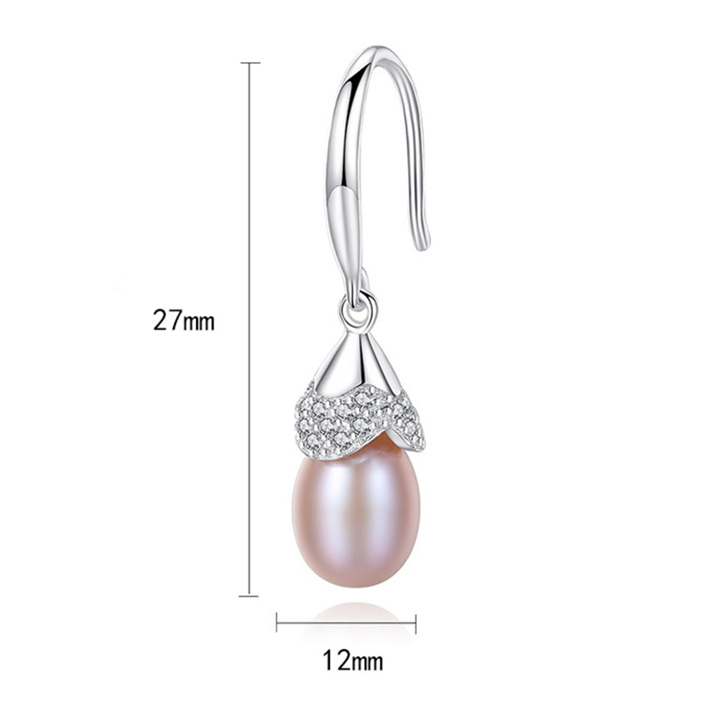 Pendientes colgantes de perla natural de plata de ley 925, joyería de moda, regalo para mujeres y niñas.