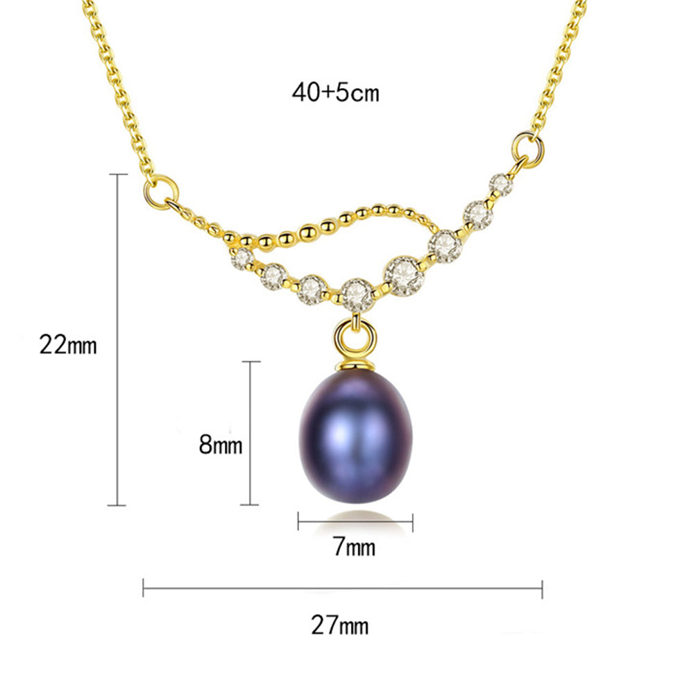 925 Sterling Silver Natural Pearl Drop Necklace Fashion Jewelry Gift for Women Girls