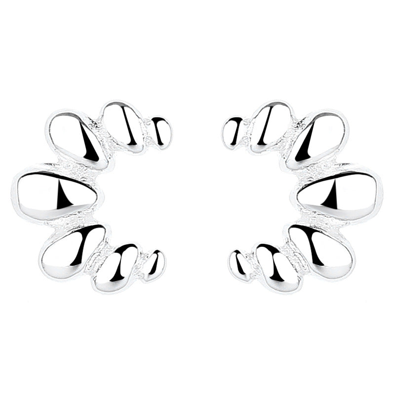 925 Sterling Silver Croissant Screwed Earrings