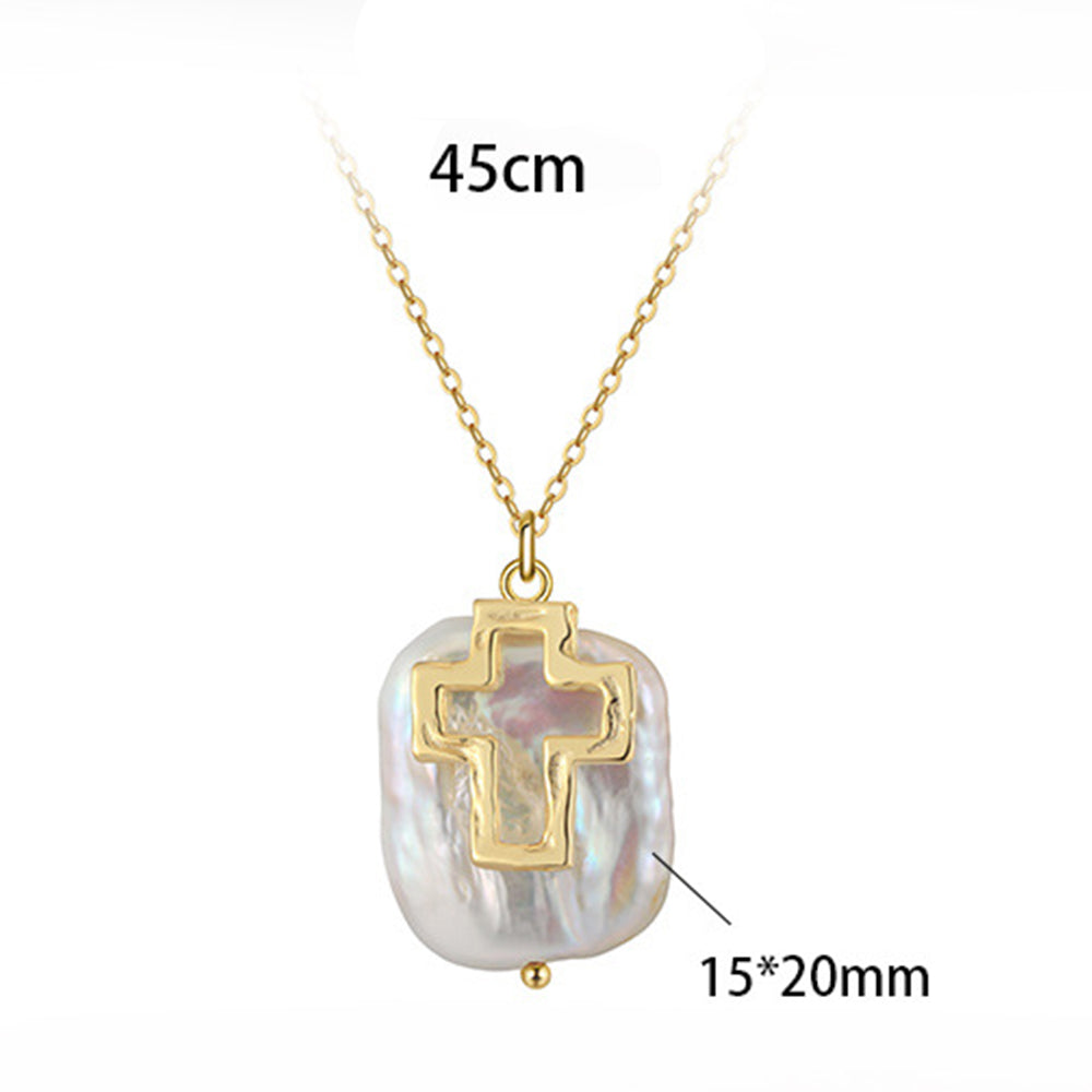 925 Sterling Silver Natural Pearl Necklace Fashion Jewelry Gift for Women Girls