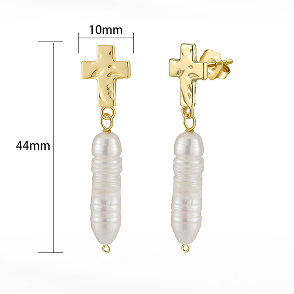 925 Sterling Silver Natural Pearl Earrings Fashion Jewelry Gift for Women Girl