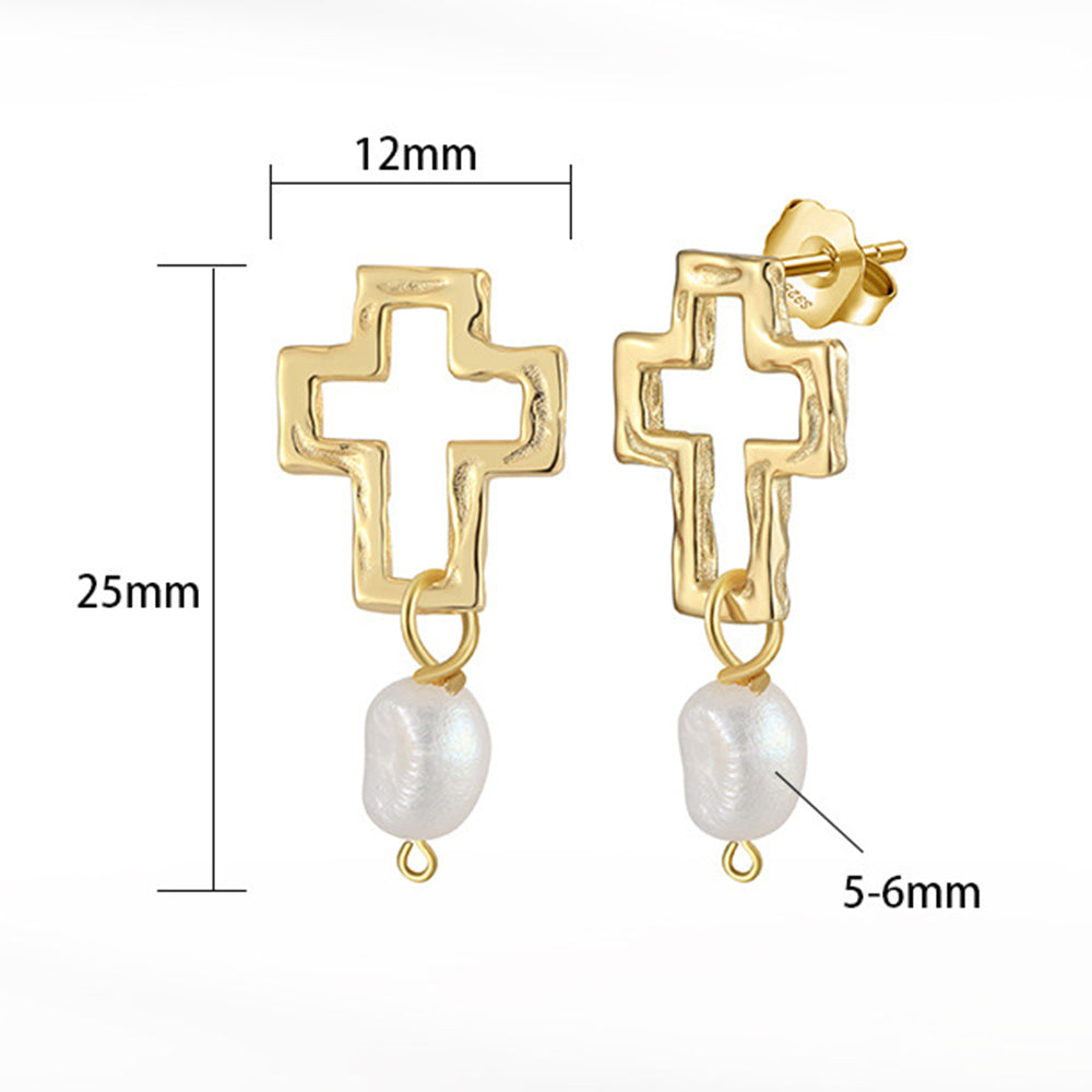 Pendientes de perlas naturales de plata de ley 925, joyería de moda, regalo para mujeres y niñas.