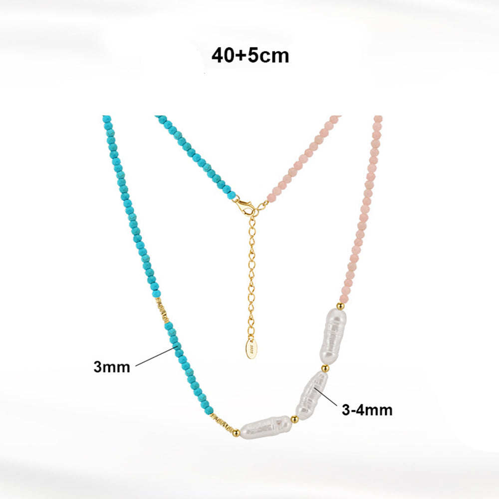 925 Sterling Silver Natural Pearl Necklace Fashion Jewelry Gift for Women Girls