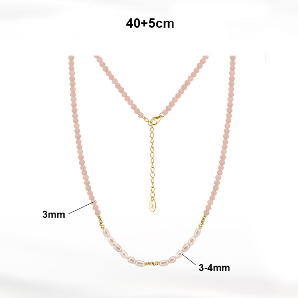 925 Sterling Silver Natural Pearl Necklace Fashion Jewelry Gift for Women Girls