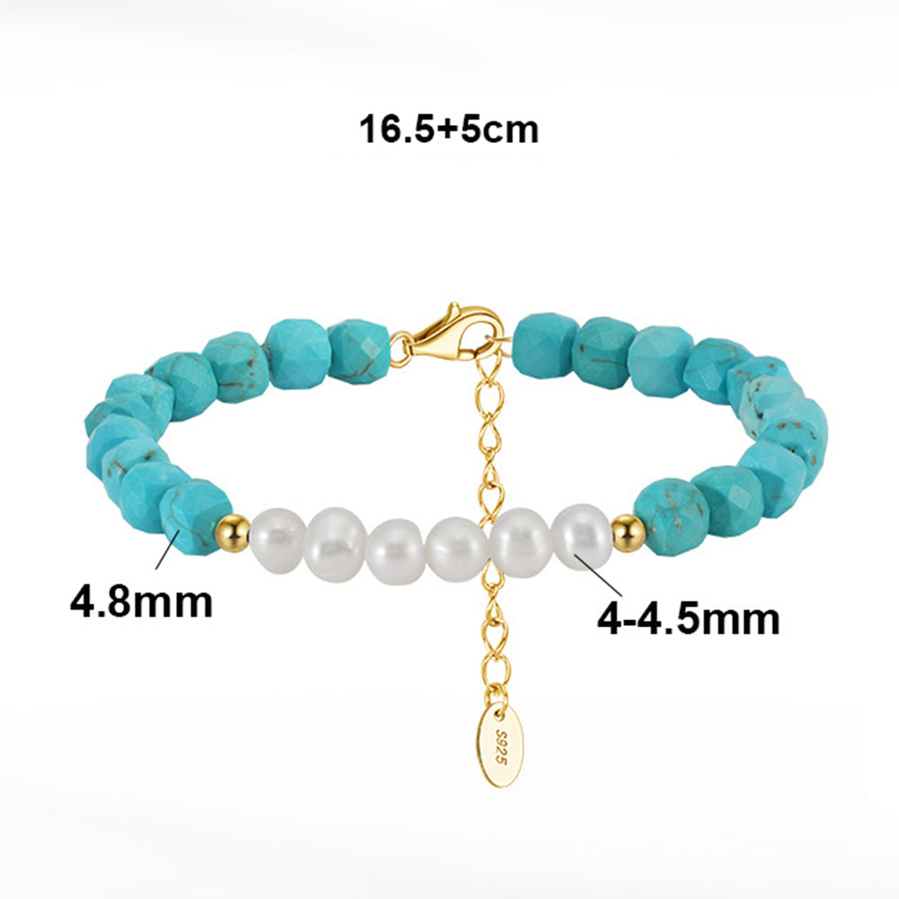 925 Sterling Silver Pearl Bracelet Fashion Jewelry Gift for Women Girls