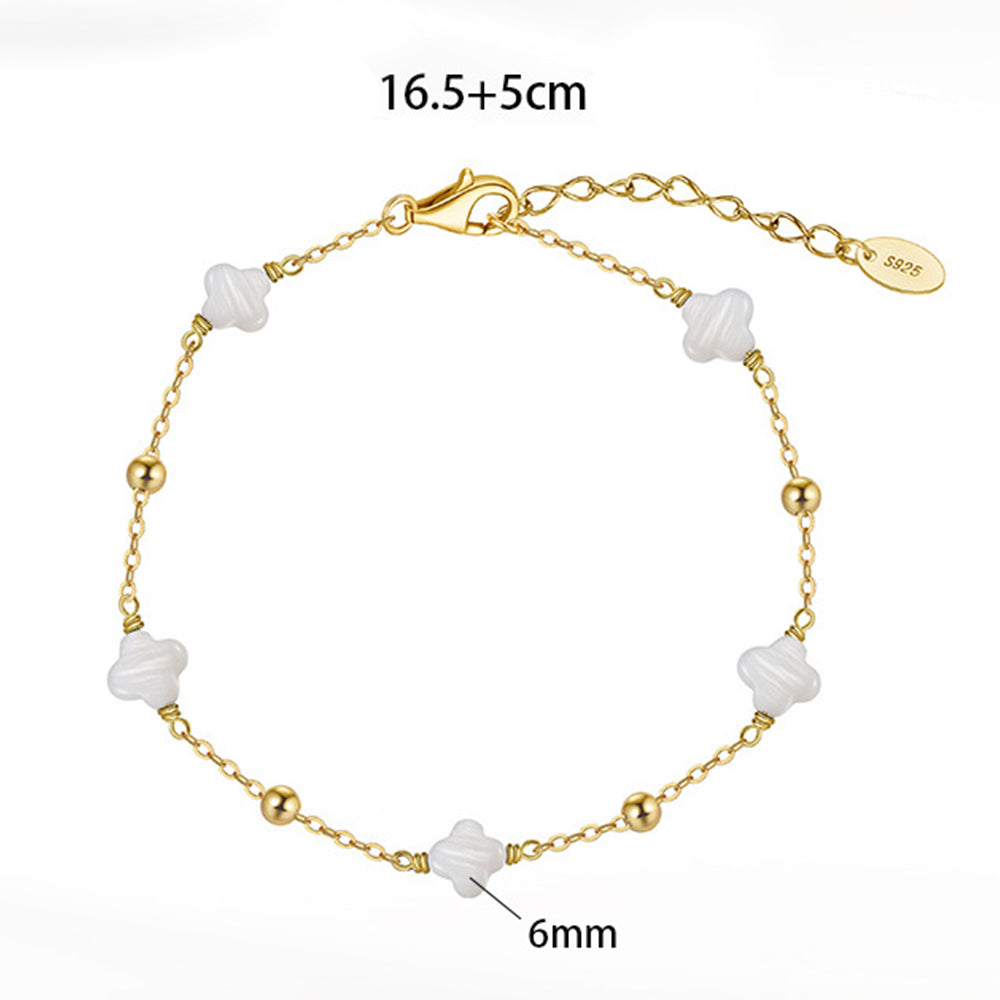 925 Sterling Silver Pearl Bracelet Fashion Jewelry Gift for Women Girls