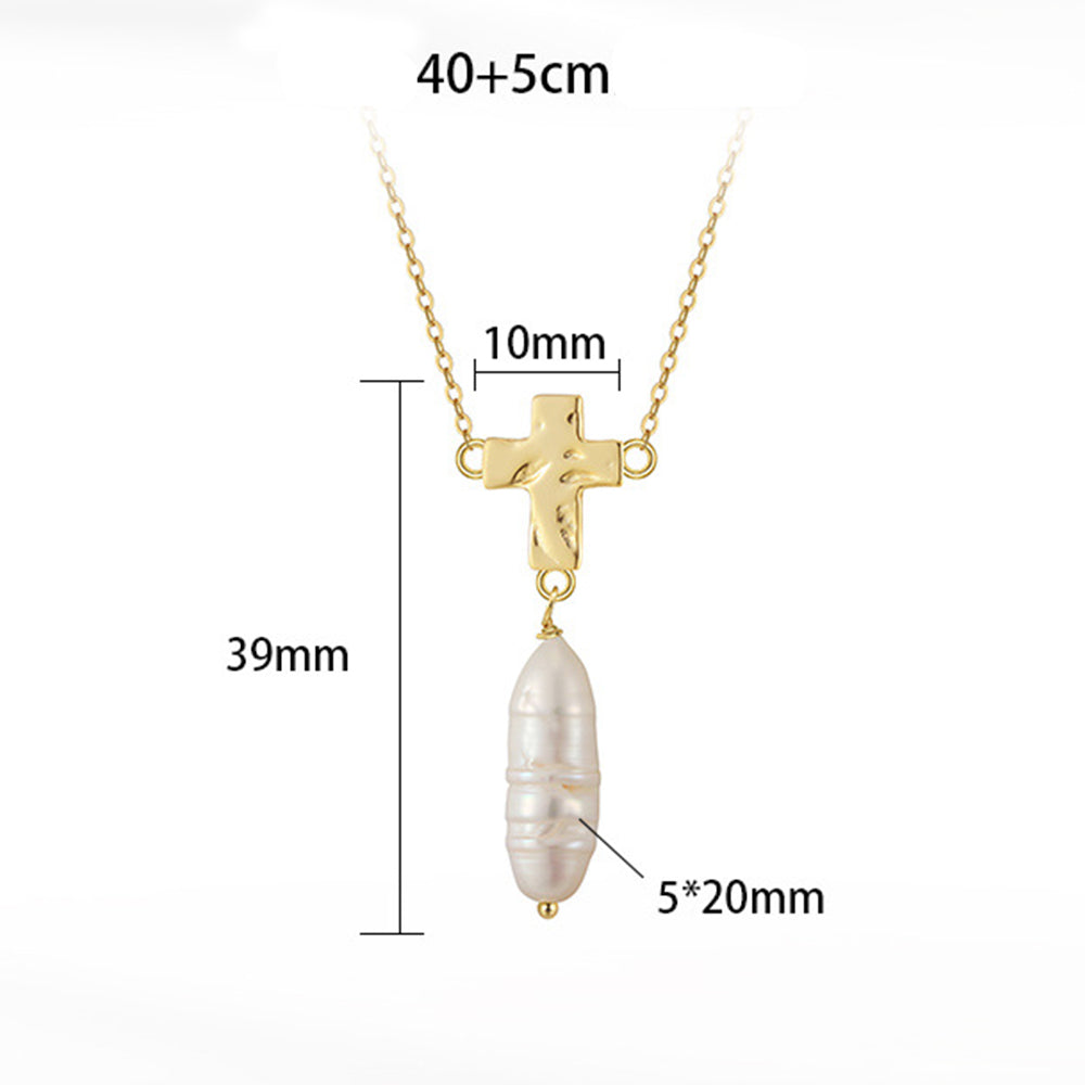 925 Sterling Silver Natural Pearl Necklace Fashion Jewelry Gift for Women Girls