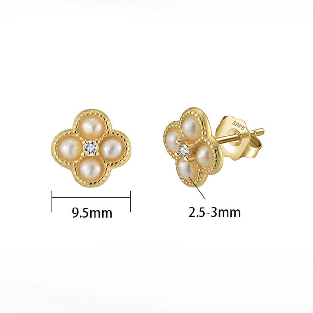 925 Sterling Silver Natural Pearl Earrings Fashion Jewelry Gift for Women Girl