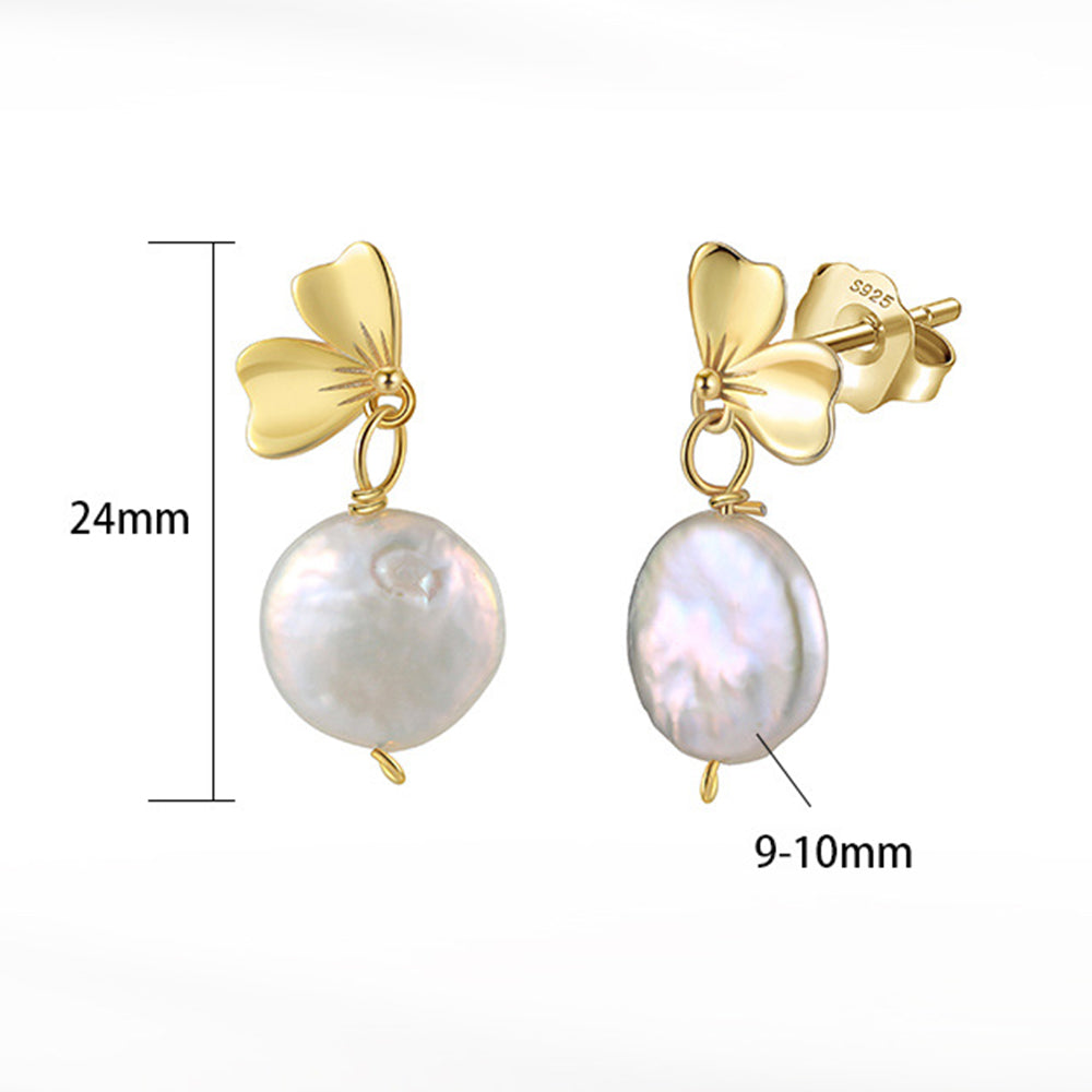 925 Sterling Silver Natural Pearl Earrings Fashion Jewelry Gift for Women Girl