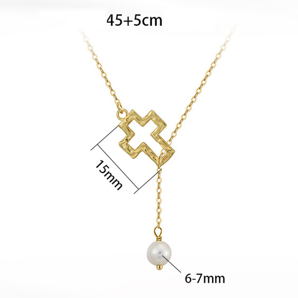 925 Sterling Silver Natural Pearl Necklace Fashion Jewelry Gift for Women Girls
