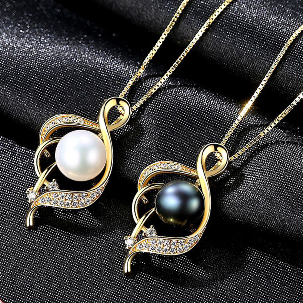 925 Sterling Silver Natural Pearl Drop Necklace Fashion Jewelry Gift for Women Girls
