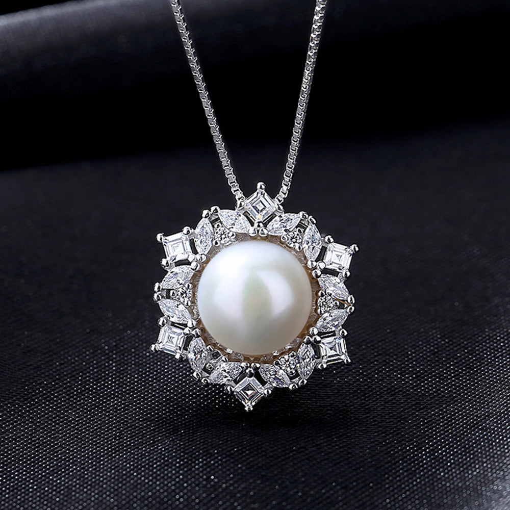 925 Sterling Silver Natural Pearl Drop Necklace Fashion Jewelry Gift for Women Girls
