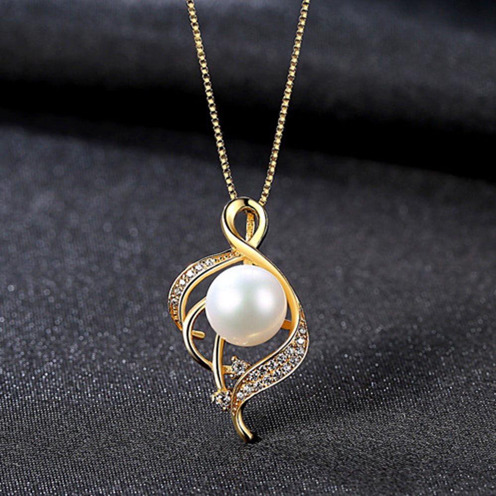 925 Sterling Silver Natural Pearl Drop Necklace Fashion Jewelry Gift for Women Girls