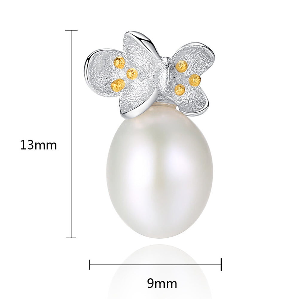 925 Sterling Silver Natural Pearl Stud Earrings Fashion Jewelry Gift for Women Girls