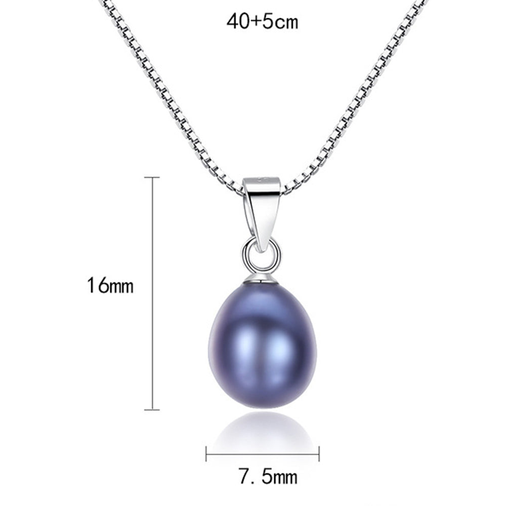 925 Sterling Silver Natural Pearl Drop Necklace Fashion Jewelry Gift for Women Girls