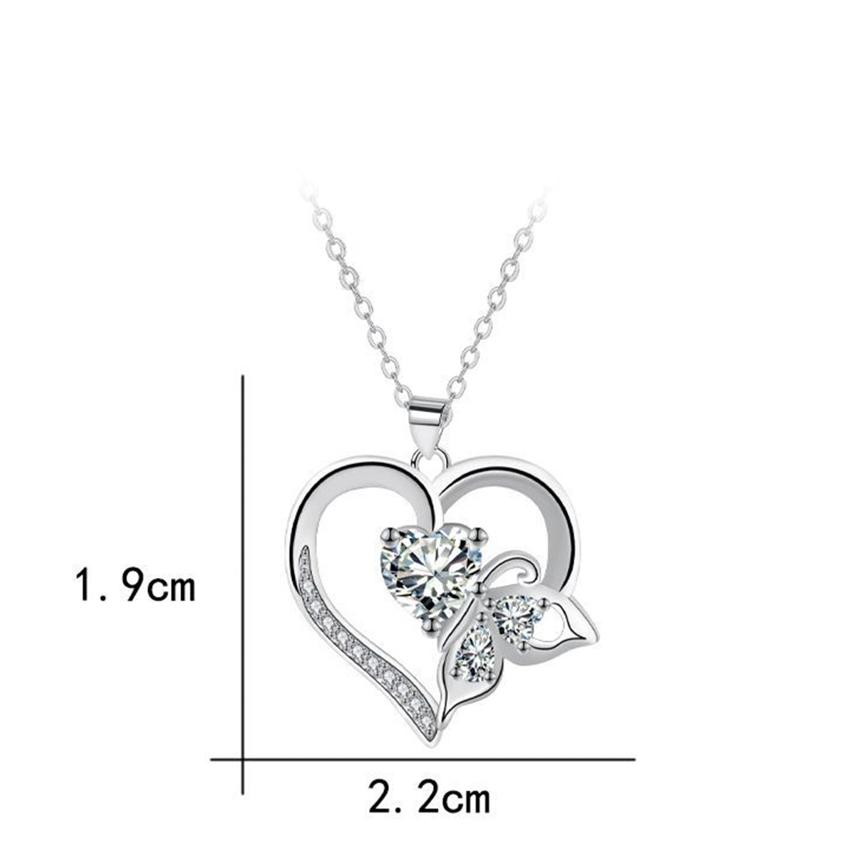 Copper With Silver Plated Heart Pendant Necklace for Women