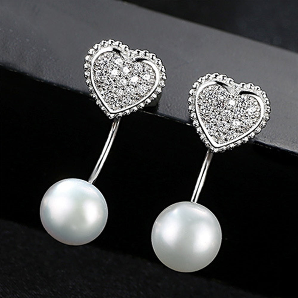 925 Sterling Silver Natural Pearl Long Drop Earrings Fashion Jewelry Gift for Women Girls