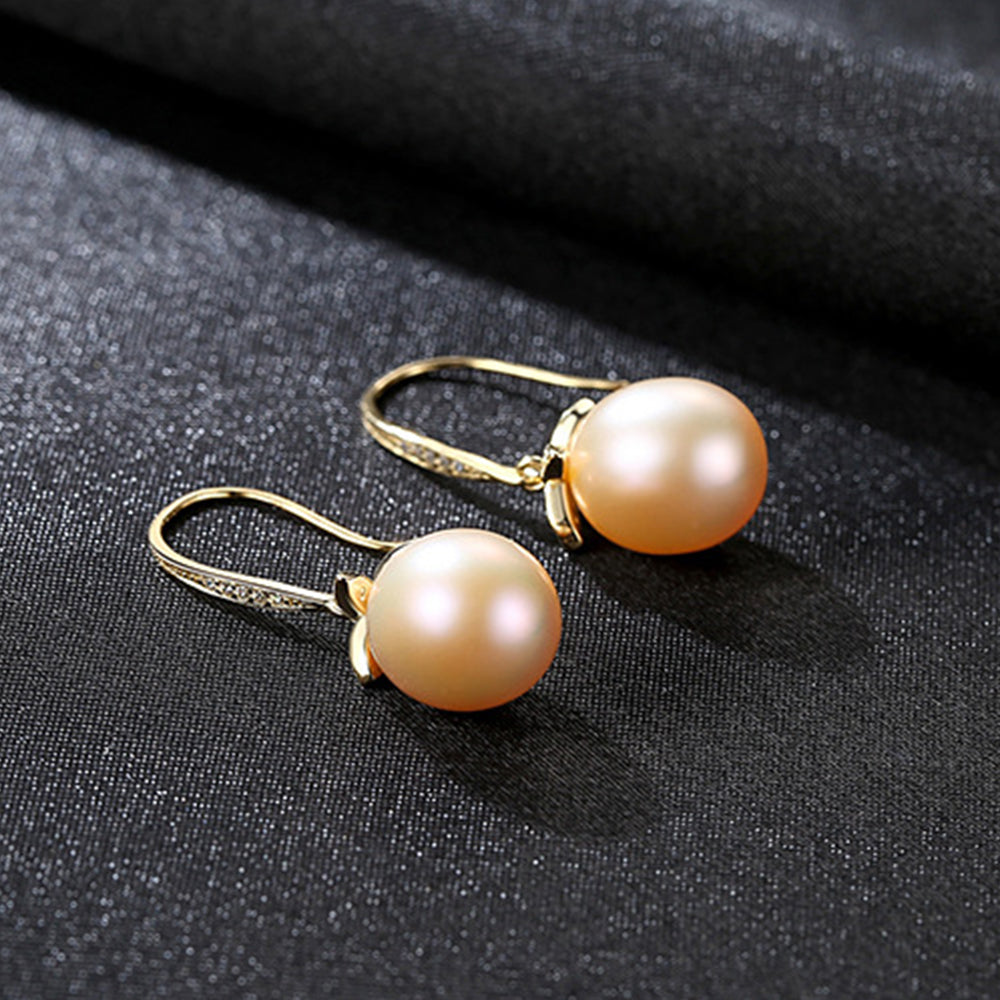 925 Sterling Silver Natural Pearl Drop Hook Earrings Fashion Jewelry Gift for Women Girls