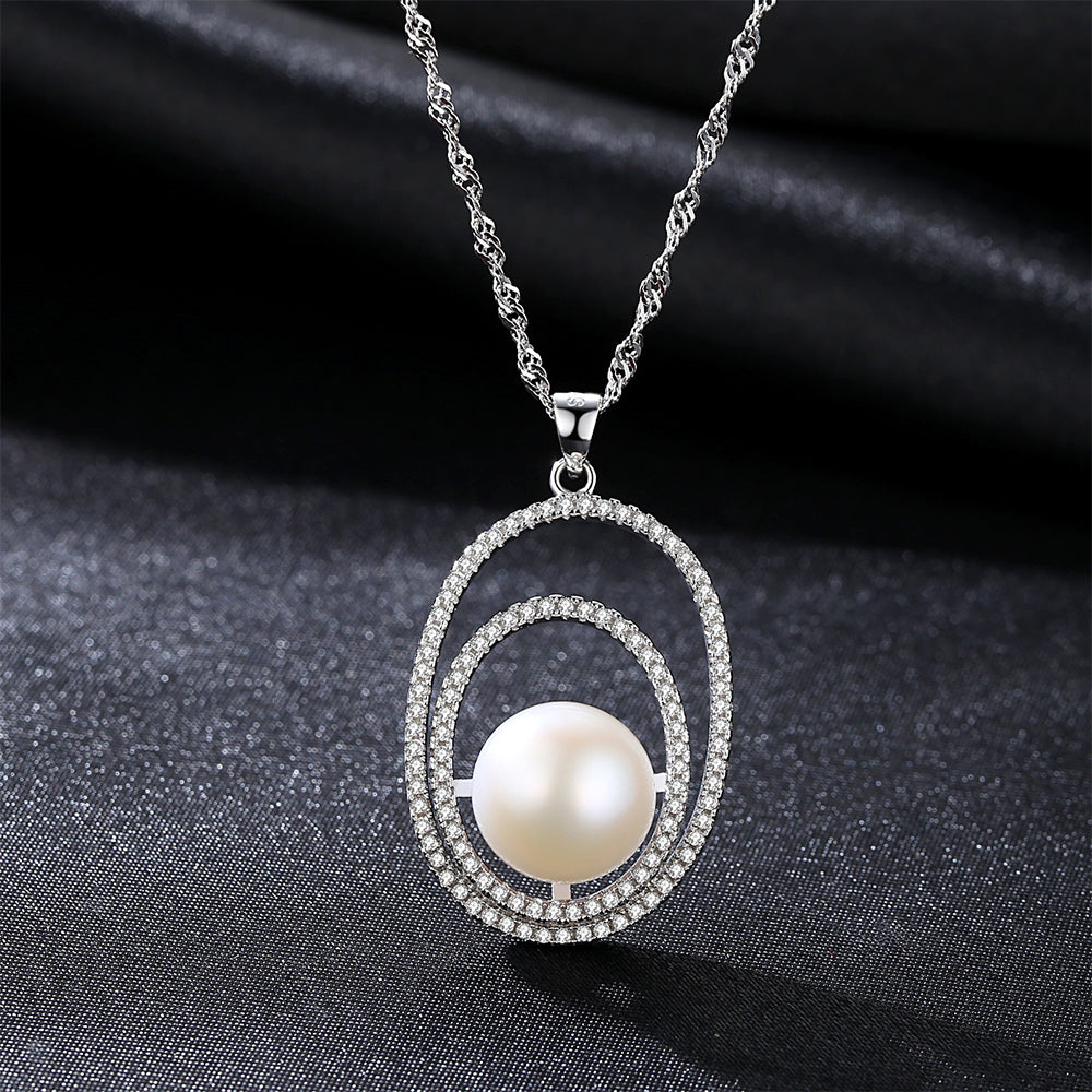 925 Sterling Silver Natural Pearl Drop Necklace Fashion Jewelry Gift for Women Girls