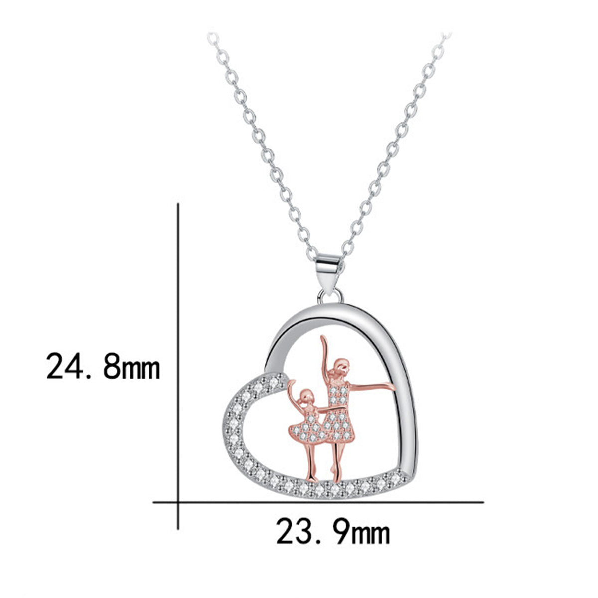 Copper With Silver/Rosegold Plated Heart Pendant Necklace