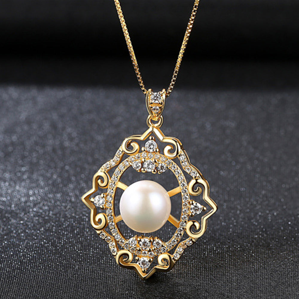 925 Sterling Silver Natural Pearl Drop Necklace Fashion Jewelry Gift for Women Girls