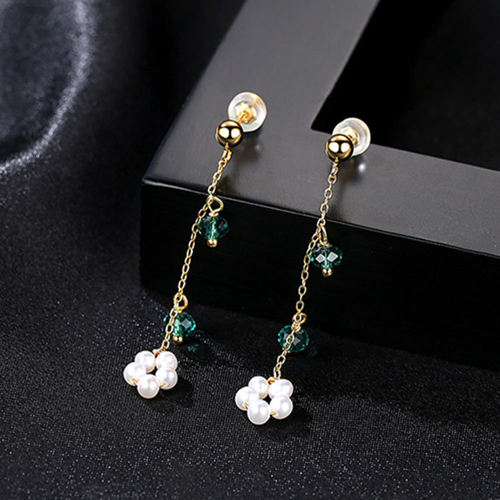 Pendientes colgantes de perla natural de plata de ley 925, joyería de moda, regalo para mujeres y niñas.