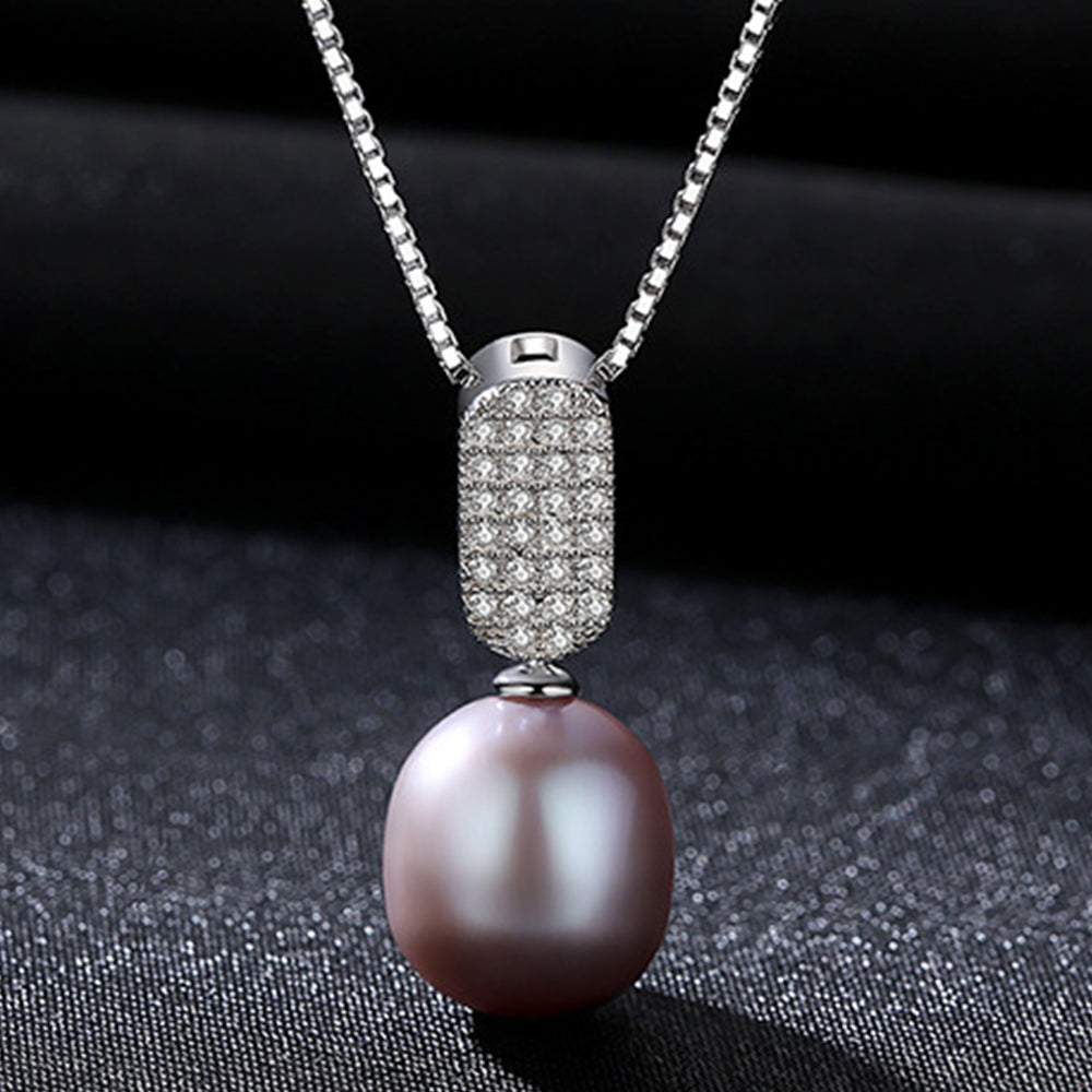 925 Sterling Silver Natural Pearl Drop Necklace Fashion Jewelry Gift for Women Girls