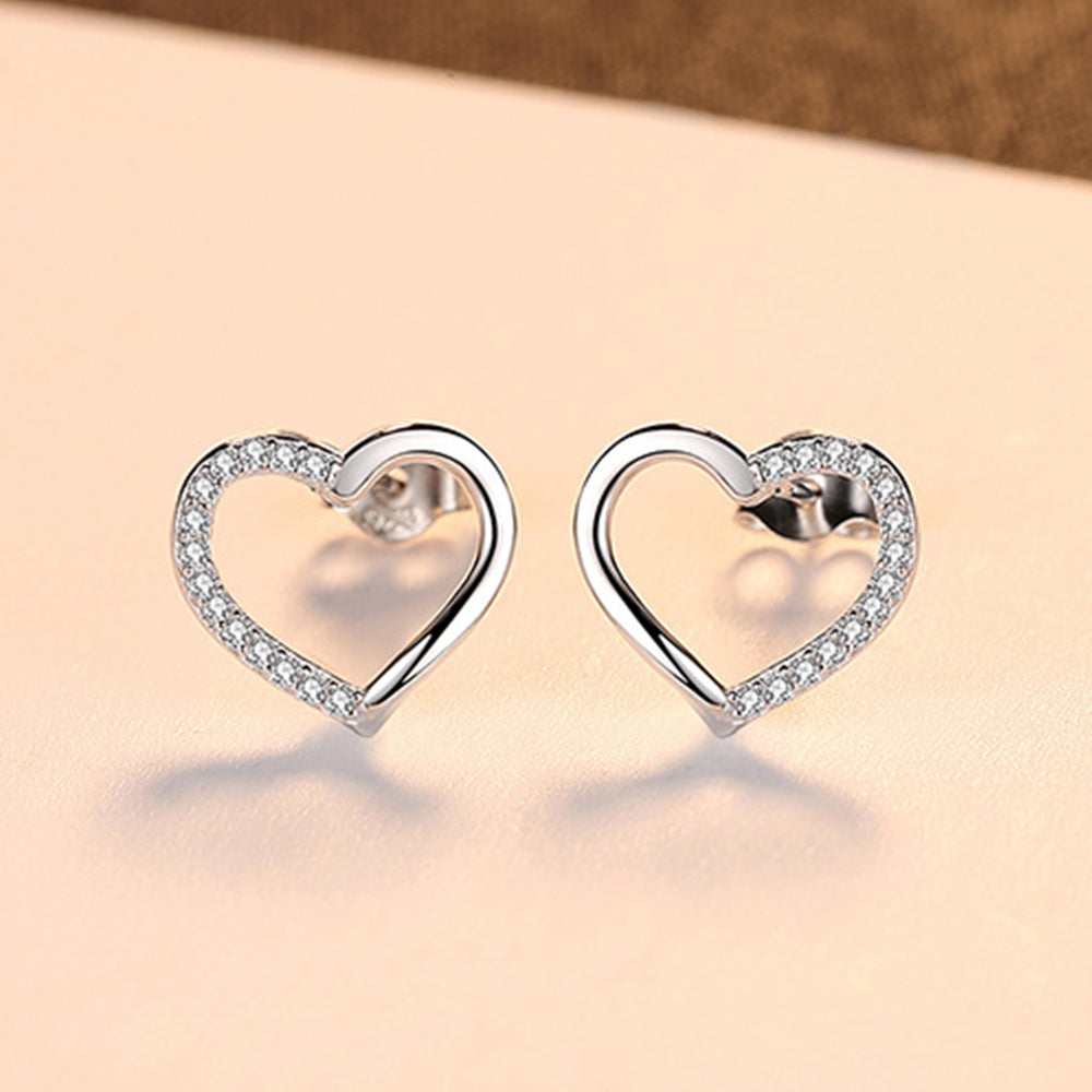 925 Sterling Silver Heart Earrings Fashion Jewelry Gift for Women Girls