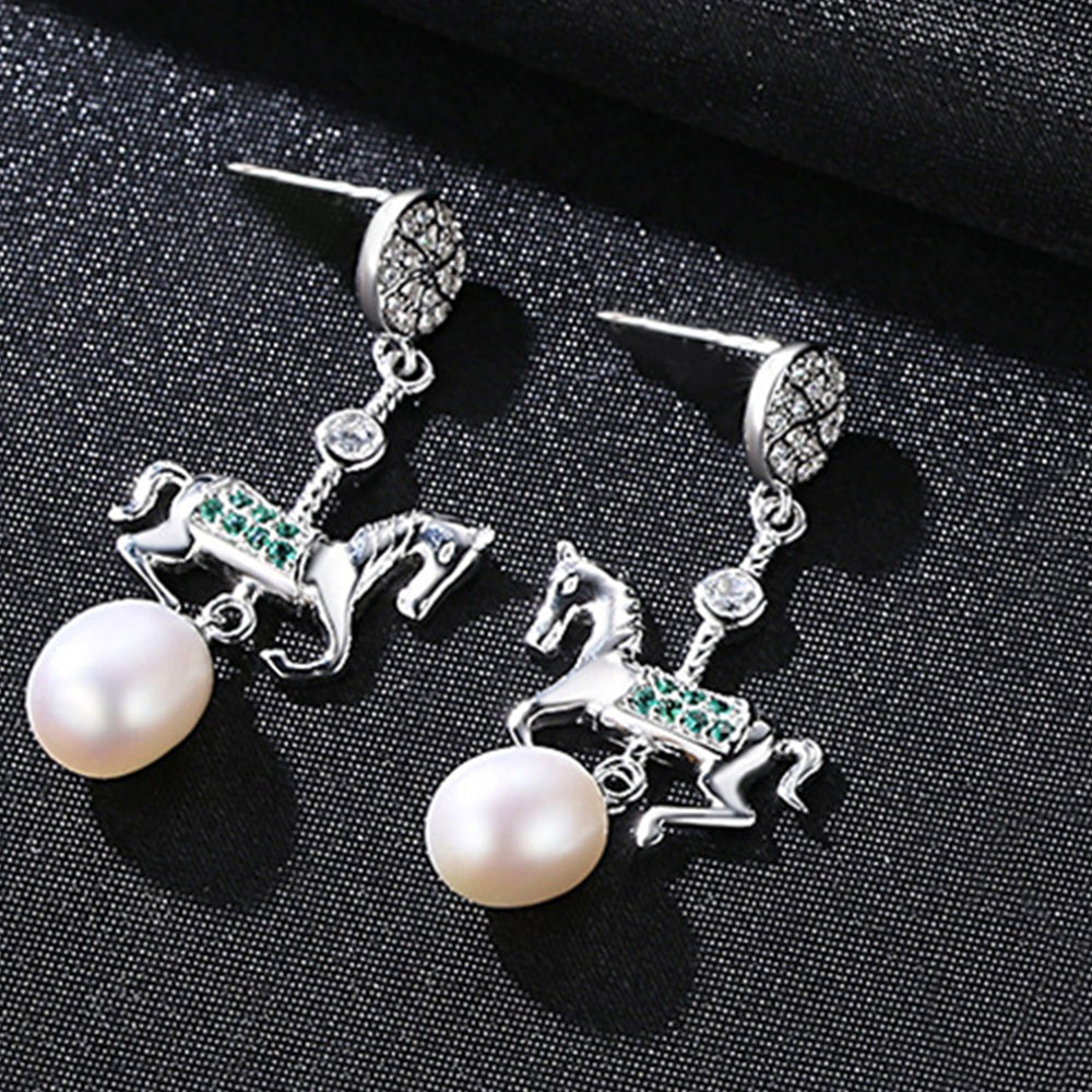 Pendientes largos de perla natural en plata de ley 925, joyería de moda, regalo para mujeres y niñas.