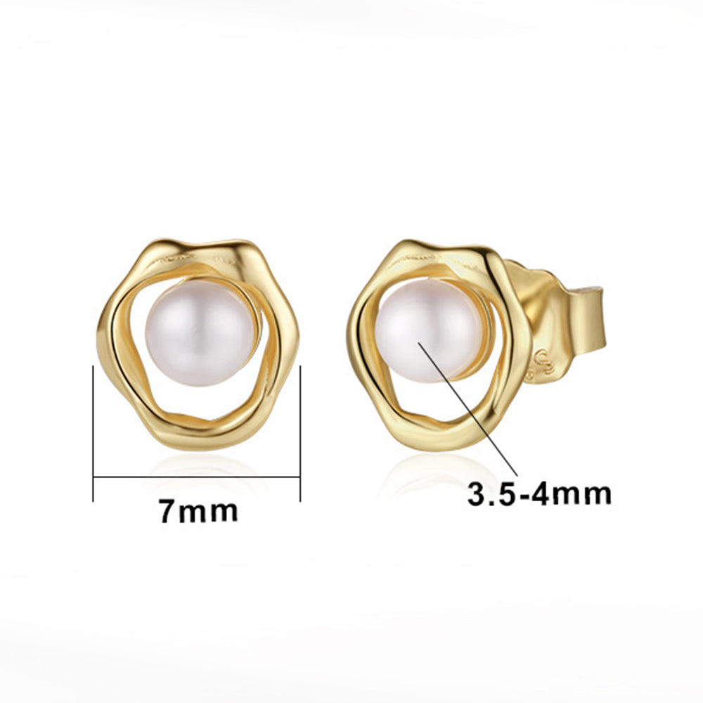 925 Sterling Silver Natural Pearl Earrings Fashion Jewelry Gift for Women Girl