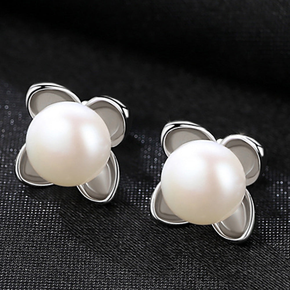 925 Sterling Silver Natural Pearl Drop Earrings Fashion Jewelry Gift for Women Girls