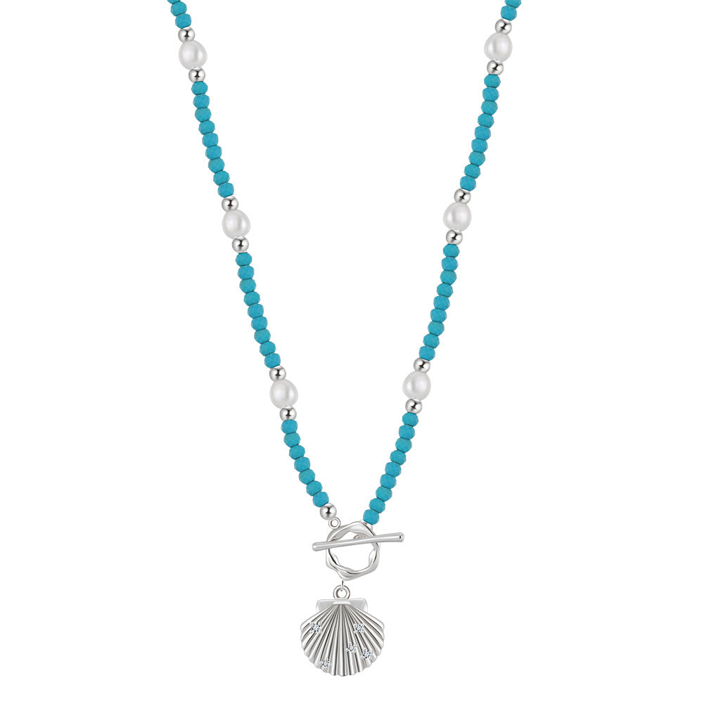 925 Sterling Silver Natural Pearl Necklace Fashion Jewelry Gift for Women Girls