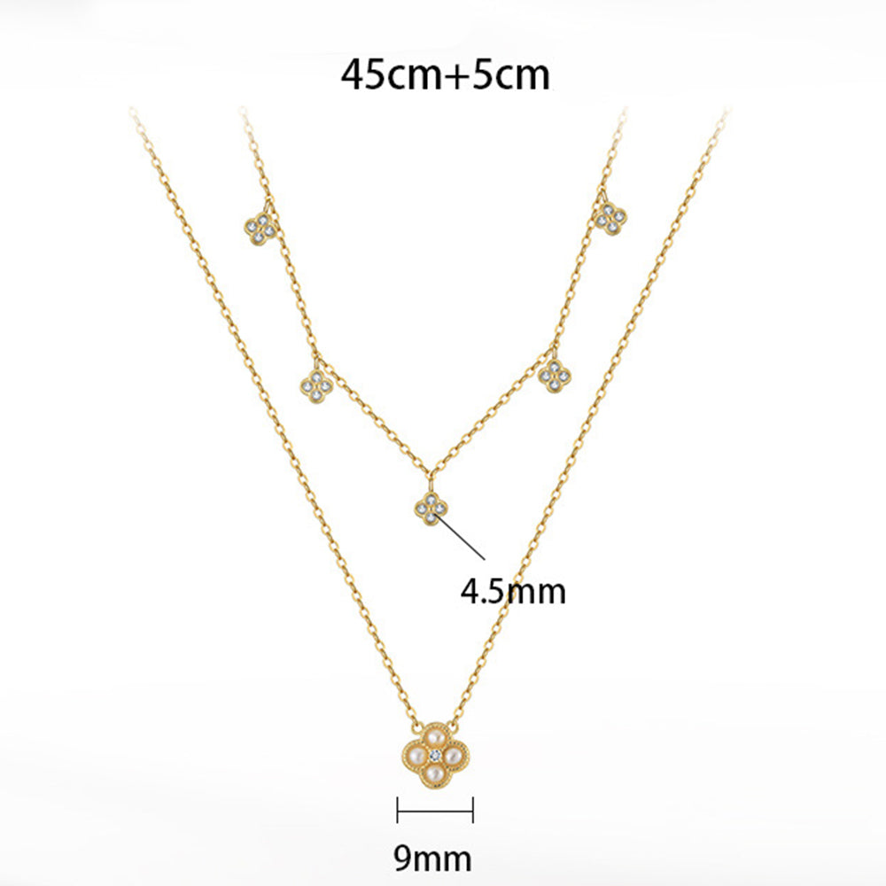 925 Sterling Silver Natural Pearl Necklace Fashion Jewelry Gift for Women Girls