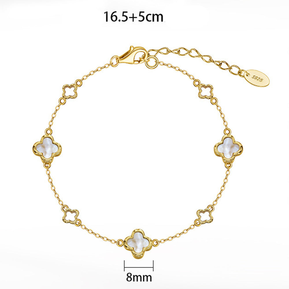 925 Sterling Silver Pearl Bracelet Fashion Jewelry Gift for Women Girls