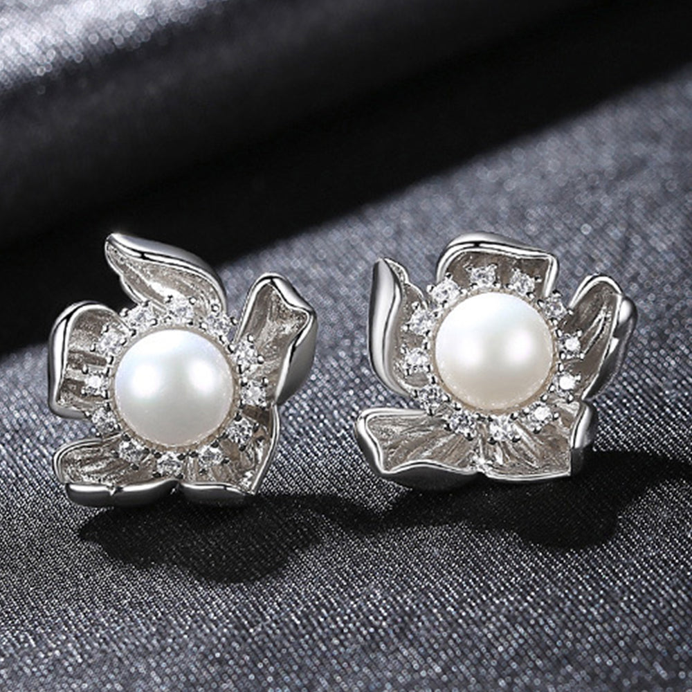925 Sterling Silver Natural Pearl Drop Earrings Fashion Jewelry Gift for Women Girls
