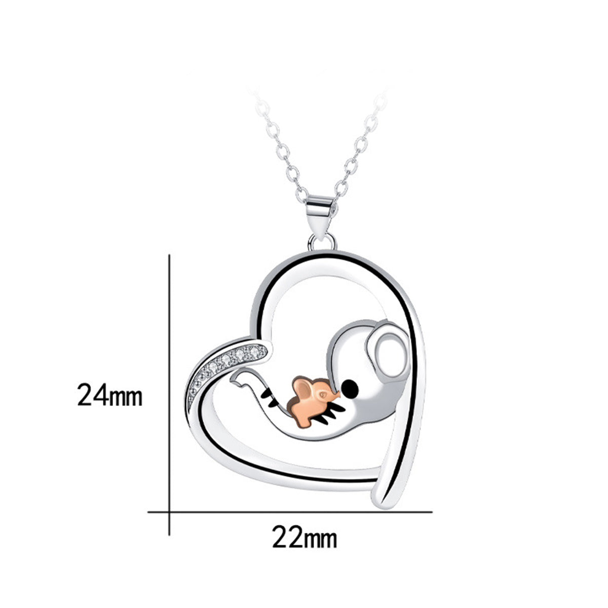 Copper With Silver/Rosgold Plated Heart Pendant Necklace