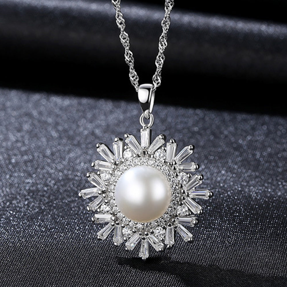 925 Sterling Silver Natural Pearl Drop Necklace Fashion Jewelry Gift for Women Girls