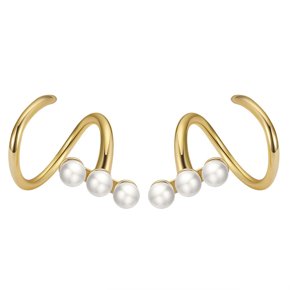 925 Sterling Silver Natural Pearl Earrings Fashion Jewelry Gift for Women Girl