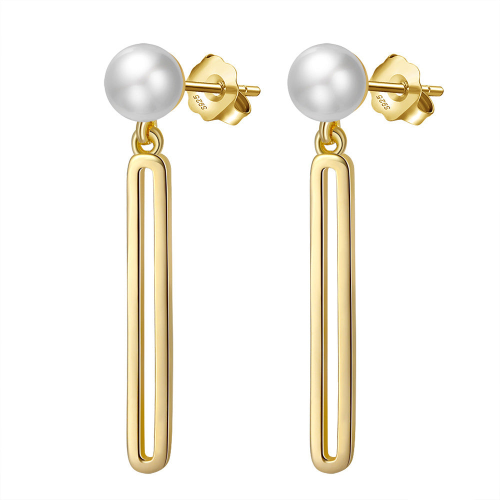 925 Sterling Silver Natural Pearl Earrings Fashion Jewelry Gift for Women Girl