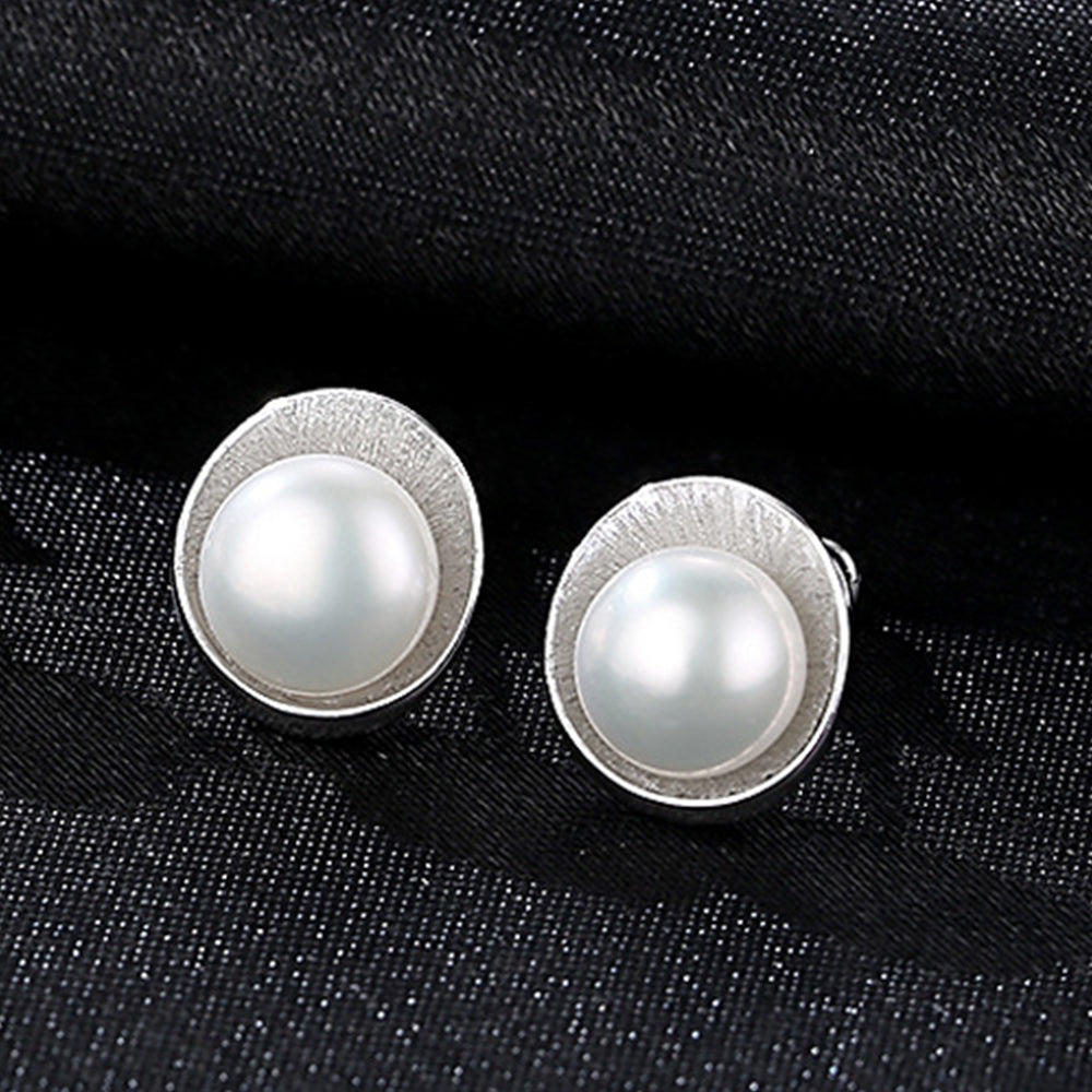 925 Sterling Silver Natural Pearl Drop Earrings Fashion Jewelry Gift for Women Girls
