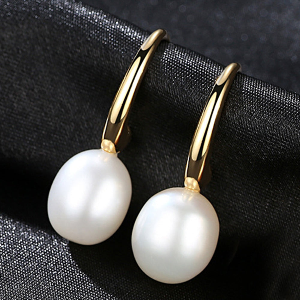 925 Sterling Silver Natural Pearl Drop Earrings Fashion Jewelry Gift for Women Girls