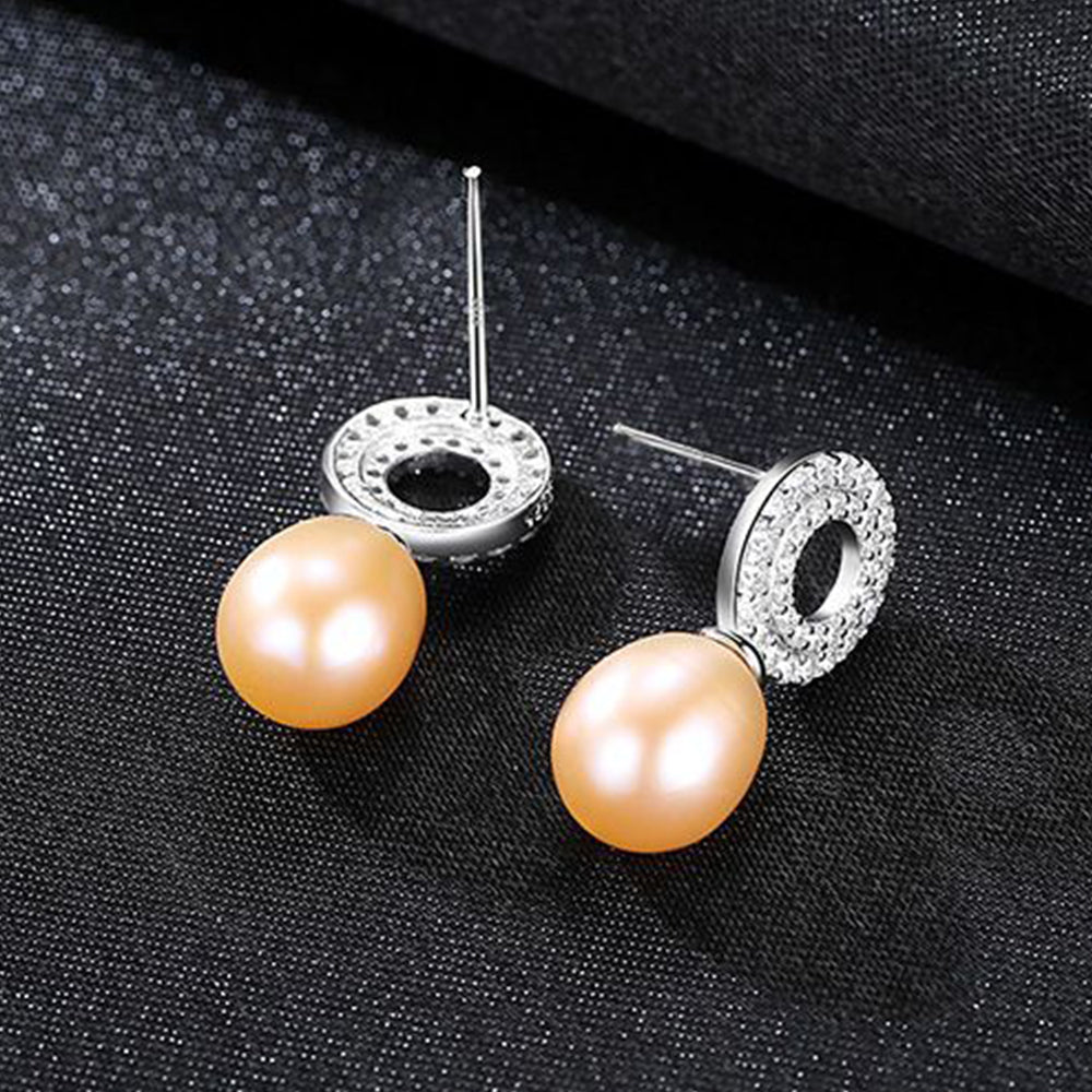 925 Sterling Silver Natural Pearl Drop Earrings Fashion Jewelry Gift for Women Girls