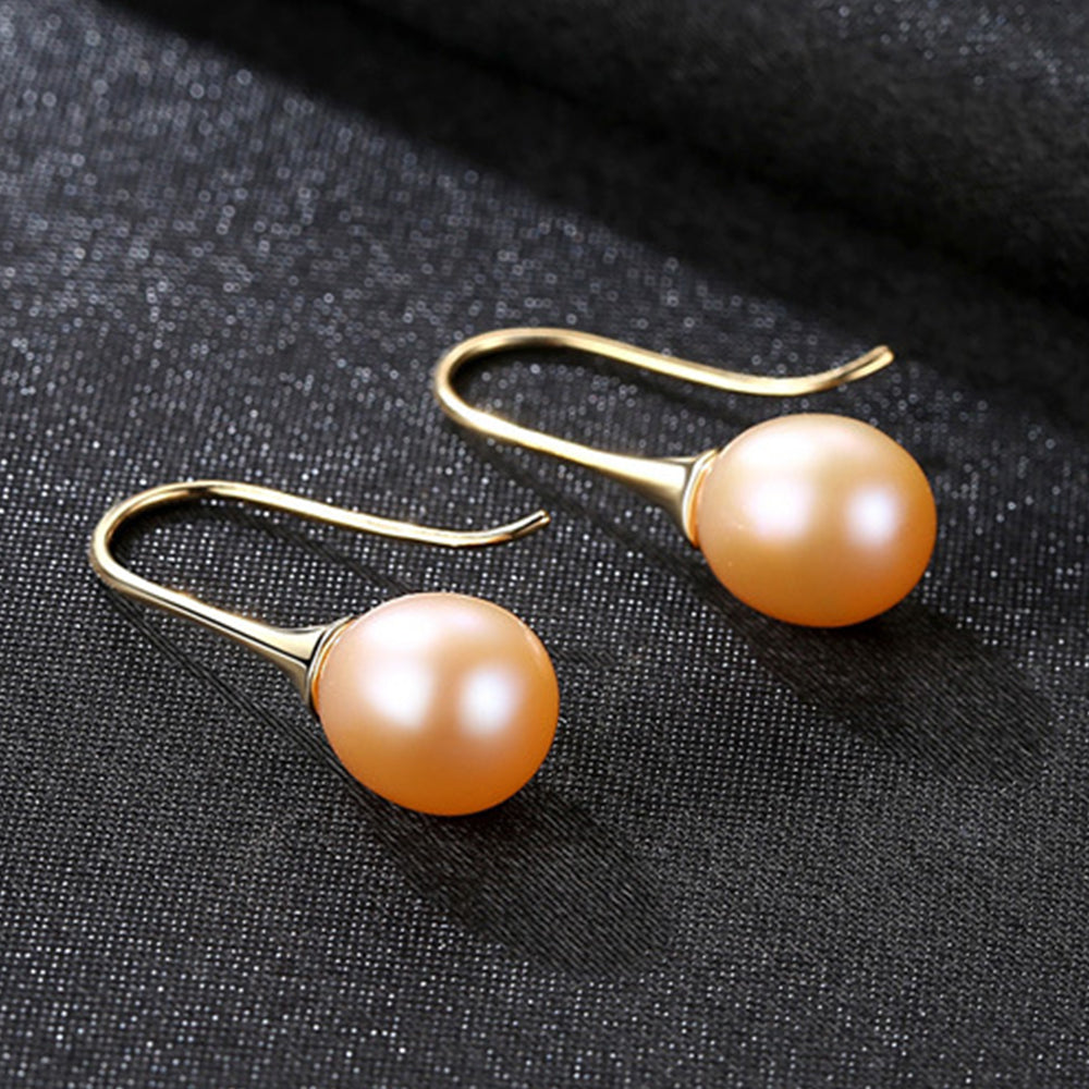 925 Sterling Silver Natural Pearl Drop Hook Earrings Fashion Jewelry Gift for Women Girls