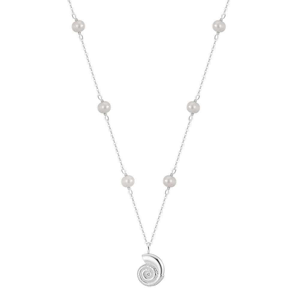 925 Sterling Silver Natural Pearl Necklace Fashion Jewelry Gift for Women Girls