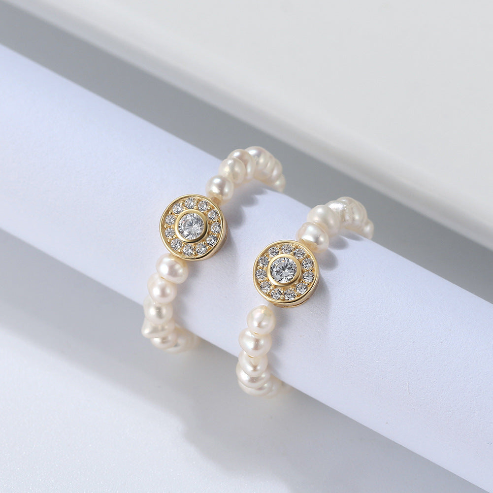 Anillo de perla natural de plata de ley 925, joyería de moda, regalo para mujeres y niñas.