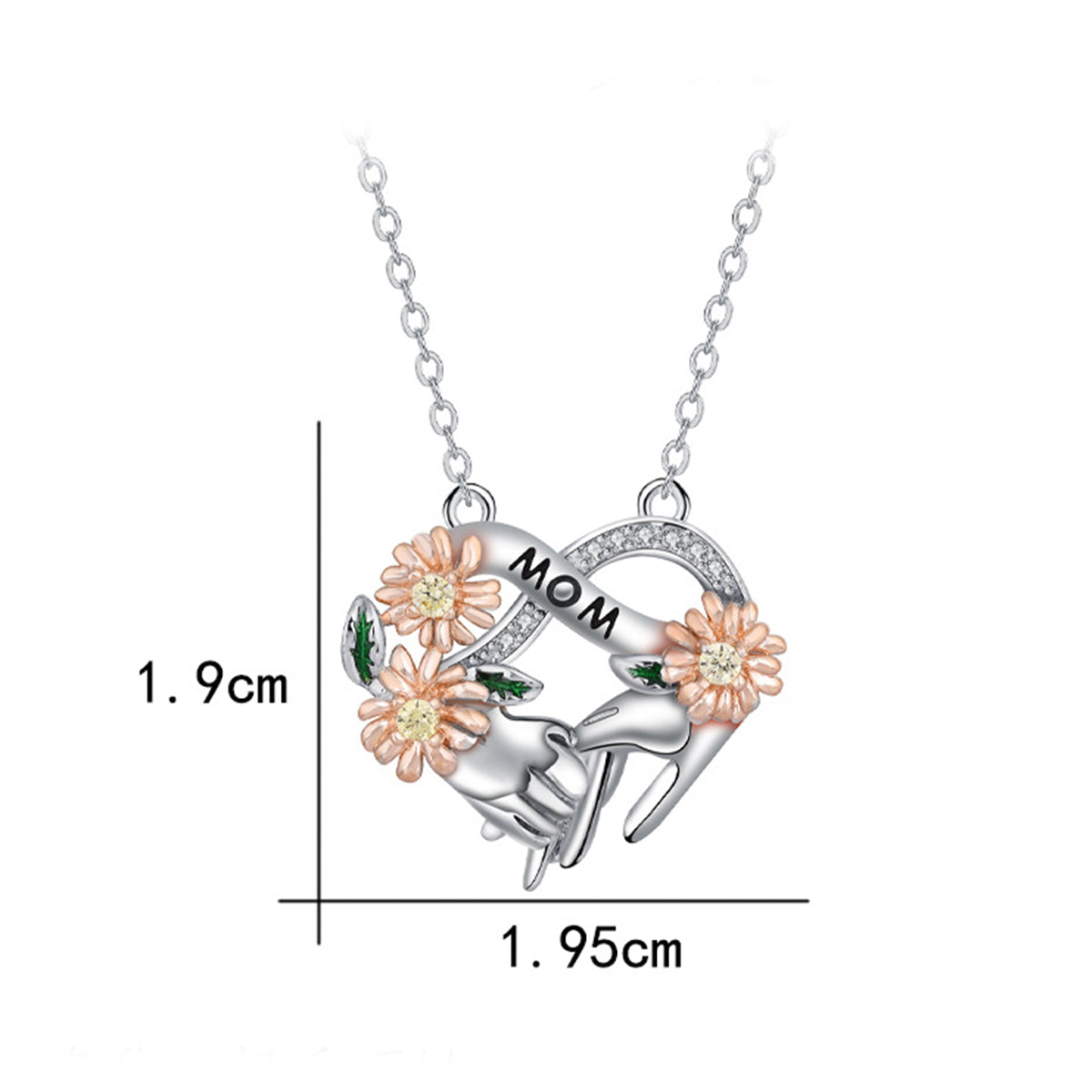 Copper With Silver/Rosegold Plated Mom Flower Pendant Necklace for Women